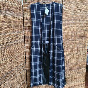 NWT Rebecca Elliot Long Plaid Open Sides Vest Jacket $142.00 Scotland Design